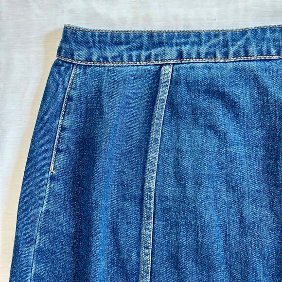 Pacsun Mini Skirt Size 26 Dark Blue Button Down Denim Flat Front 100% Cotton - Picture 9 of 15